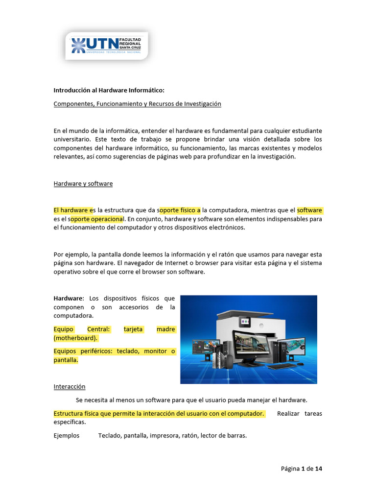 Introducción al Hardware Informático | PDF | Hardware de la computadora ...