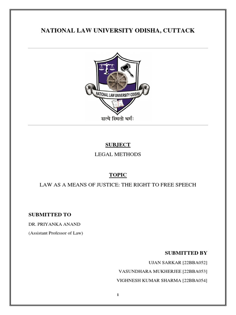 Law As A Means of Justice - Right To Free Speech | PDF | Freedom Of ...