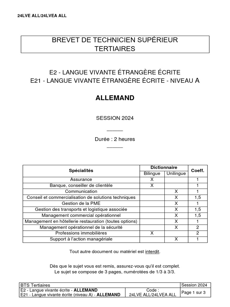 BTS LVA Allemand | PDF