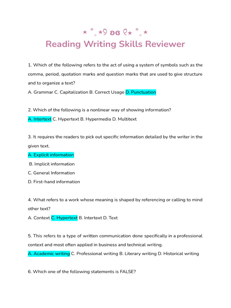Reading Writing Skills | PDF | Résumé | Intertextuality