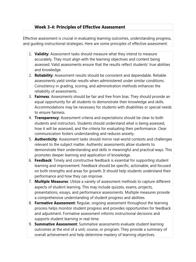 Effective Assessment Principles Guide | PDF | Educational Assessment | Goal