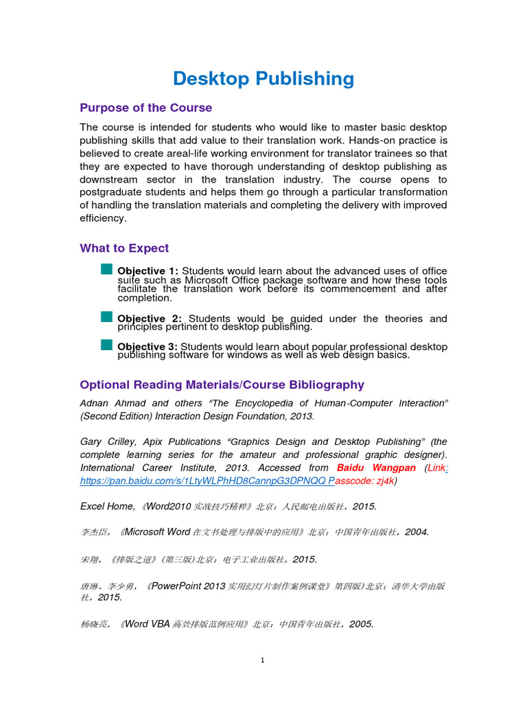 Desktop Publishing Course Syllabus | PDF | Image Scanner | Graphics