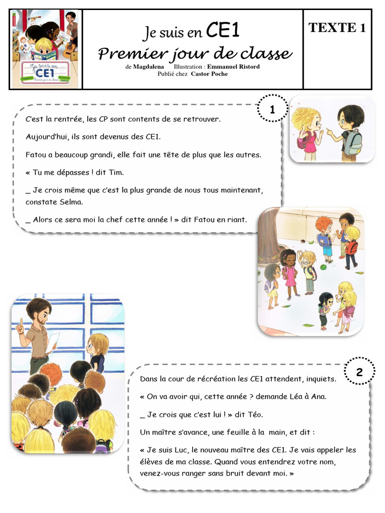 Premier jour en CE1 : Rentrée des élèves | PDF