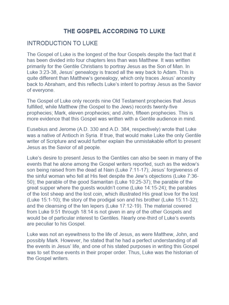 Overview of the Gospel of Luke | PDF | Jesus | Herod Antipas