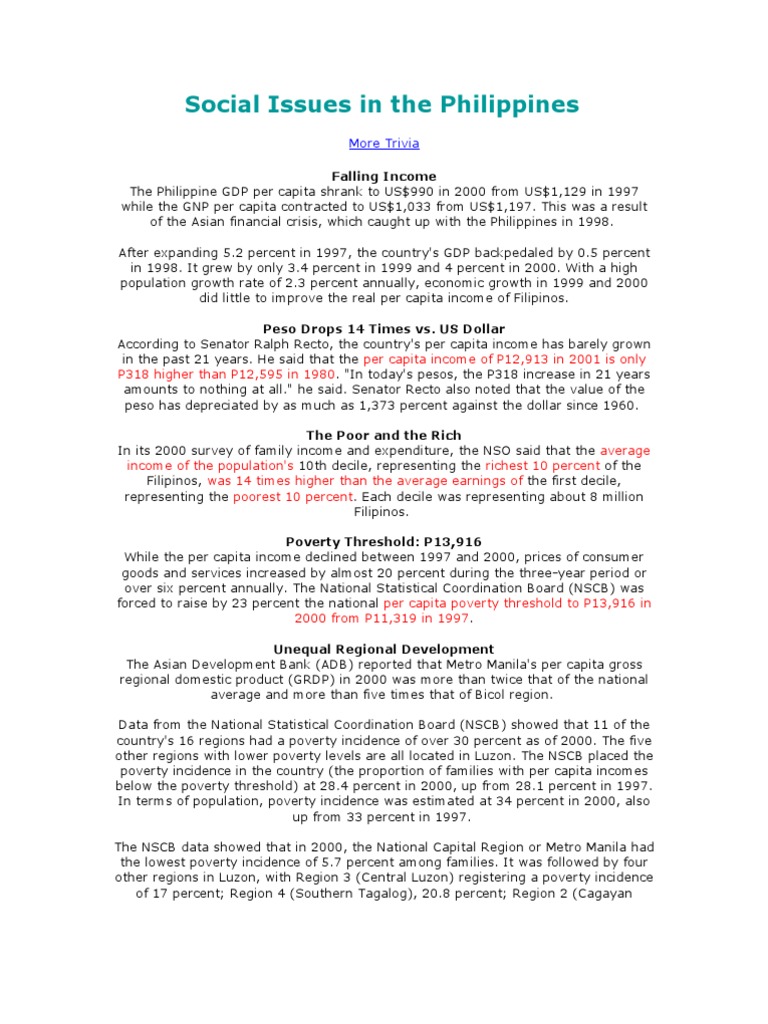 LATEST NEWS SOCIAL ISSUES IN THE PHILIPPINES intelligence overview