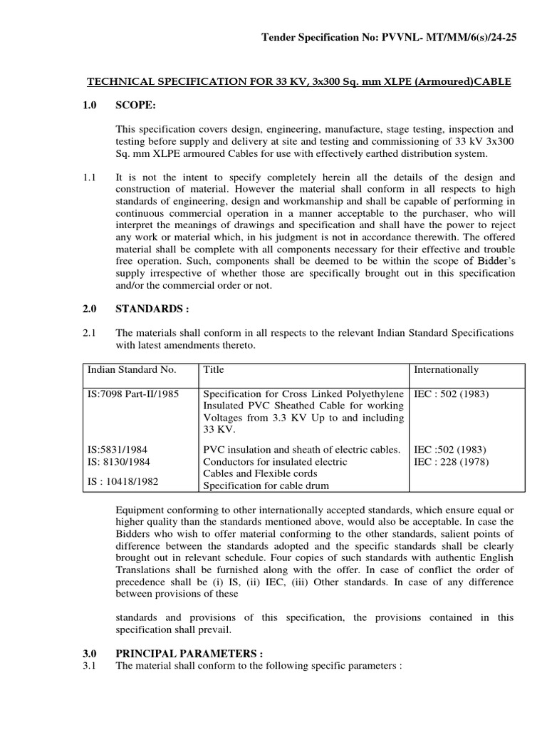 8 tech Spec 3x300 PDF Insulator Electricity Electrical Conductor