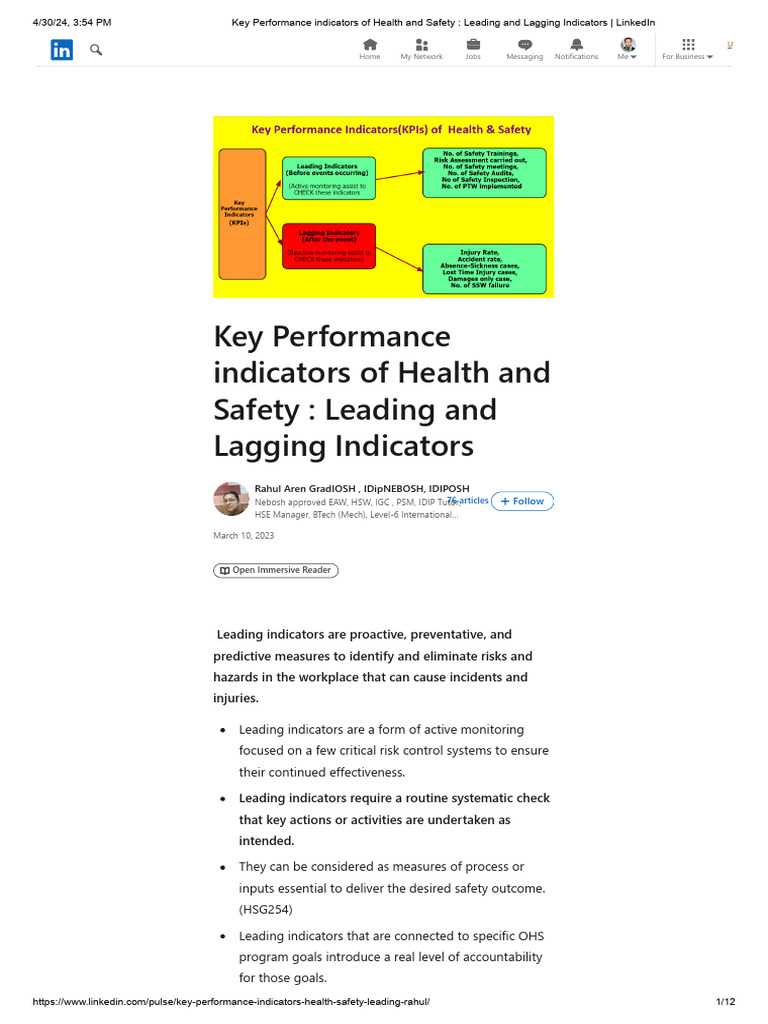 Leading and Lagging Safety Indicators | PDF | Occupational Safety And ...