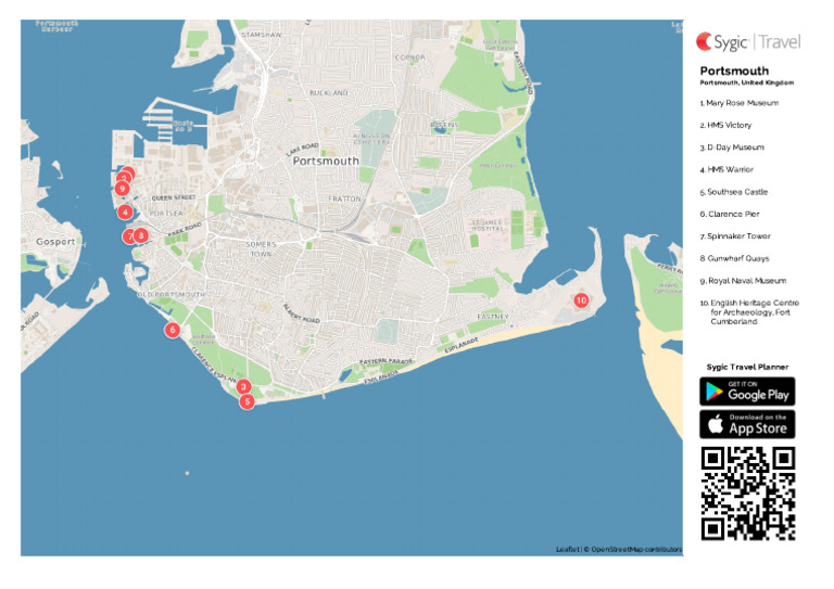 Portsmouth Printable Tourist Map