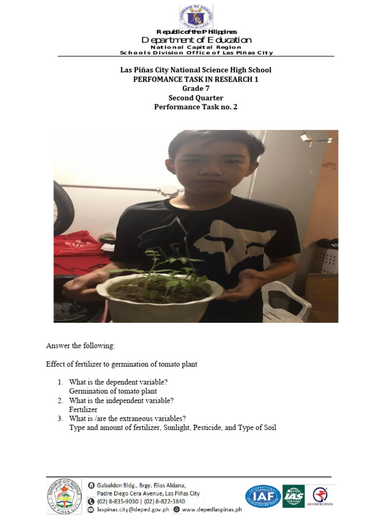 Quarter 2 Performance Task 2 .Grade 7 Benevolence Gomez | PDF
