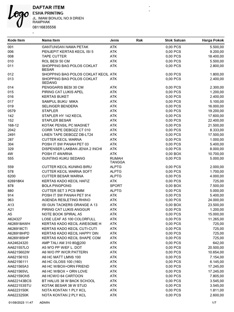 Item barang pdf
