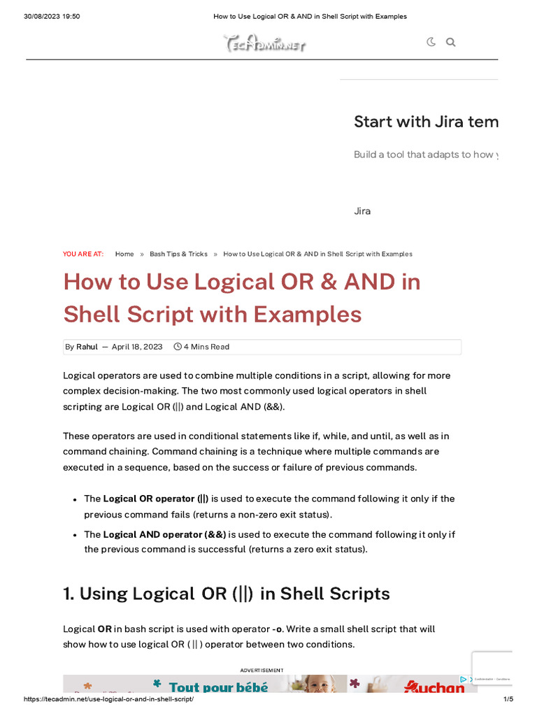 How To Use Logical OR & AND in Shell Script With Examples - Unix | PDF ...
