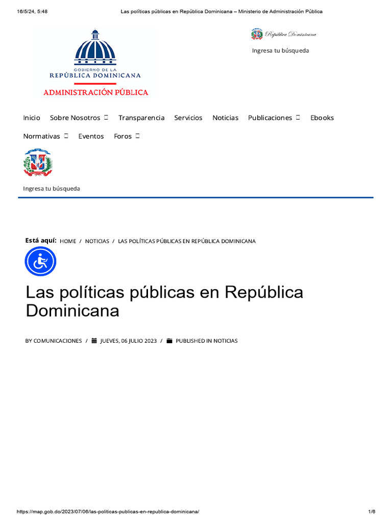 Las Políticas Públicas en República Dominicana Ministerio de