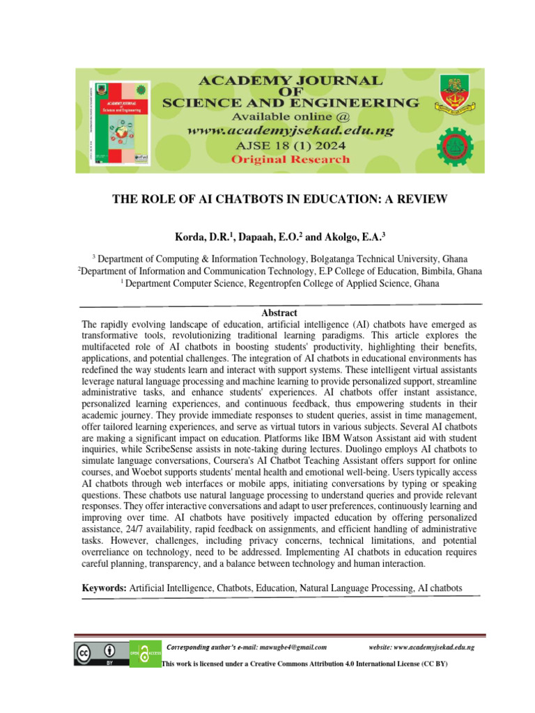 9AJSE+18 (1) +2024+pp+79-87+The+Role+of+AI+Chatbots | PDF | Artificial ...