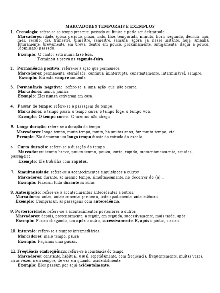 Marcadores temporais