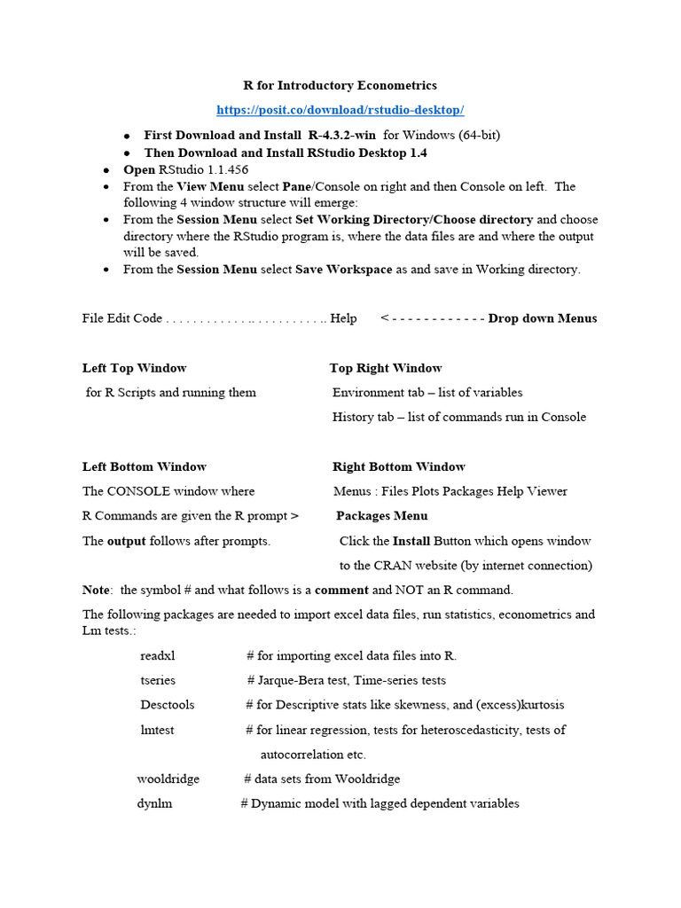 R Setup for Econometrics Analysis | PDF | Command Line Interface ...