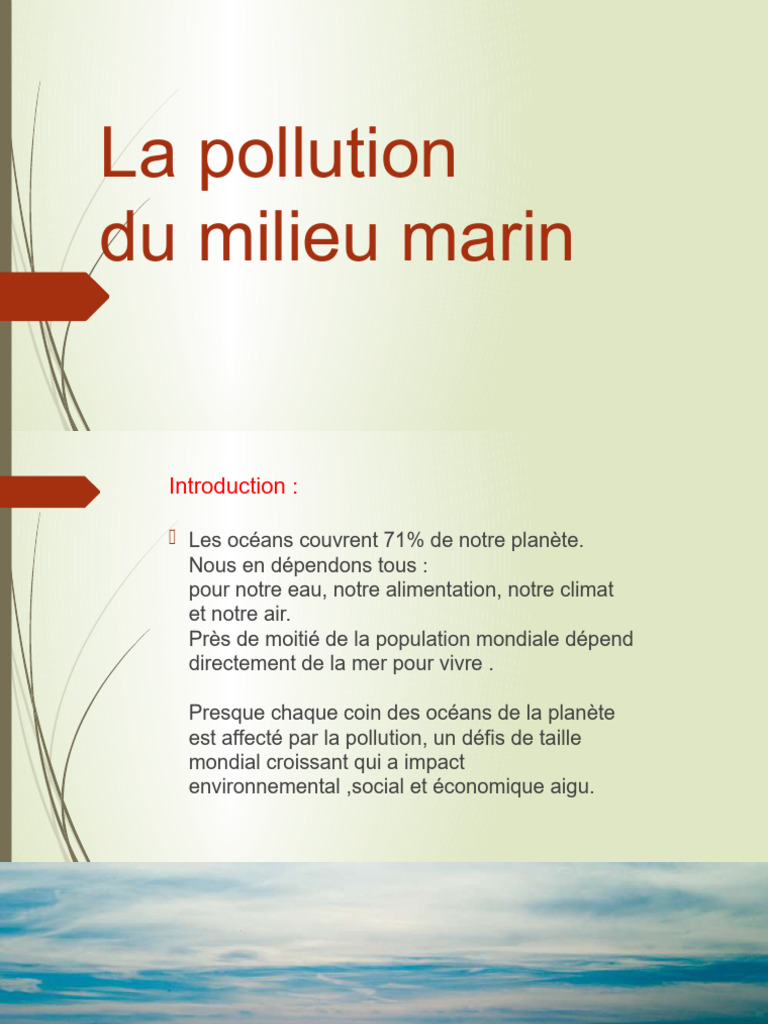 Pollution marine : causes et impacts | PDF | Pollution de l'eau | la ...