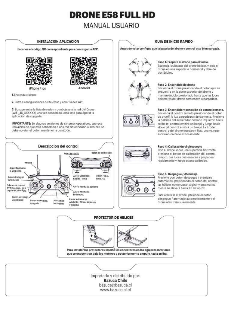 Manual Usuario Drone E58 Full HD | PDF | Vehículo aéreo no tripulado ...
