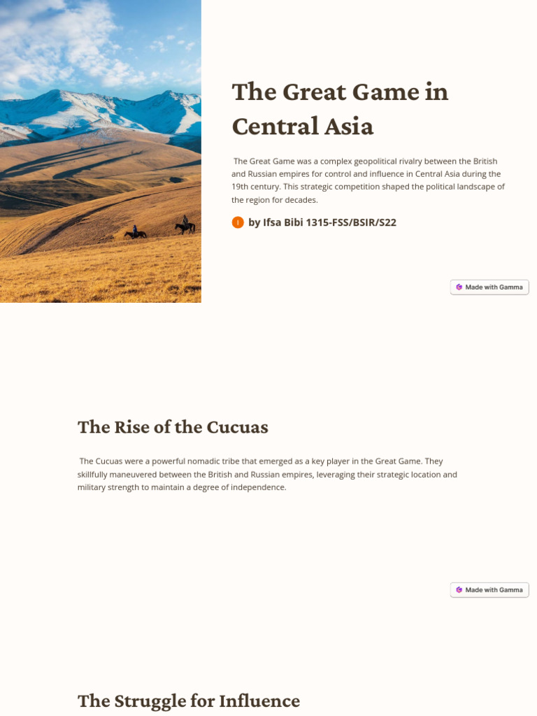 The Great Game in Central Asia | PDF | British Empire | Diplomacy
