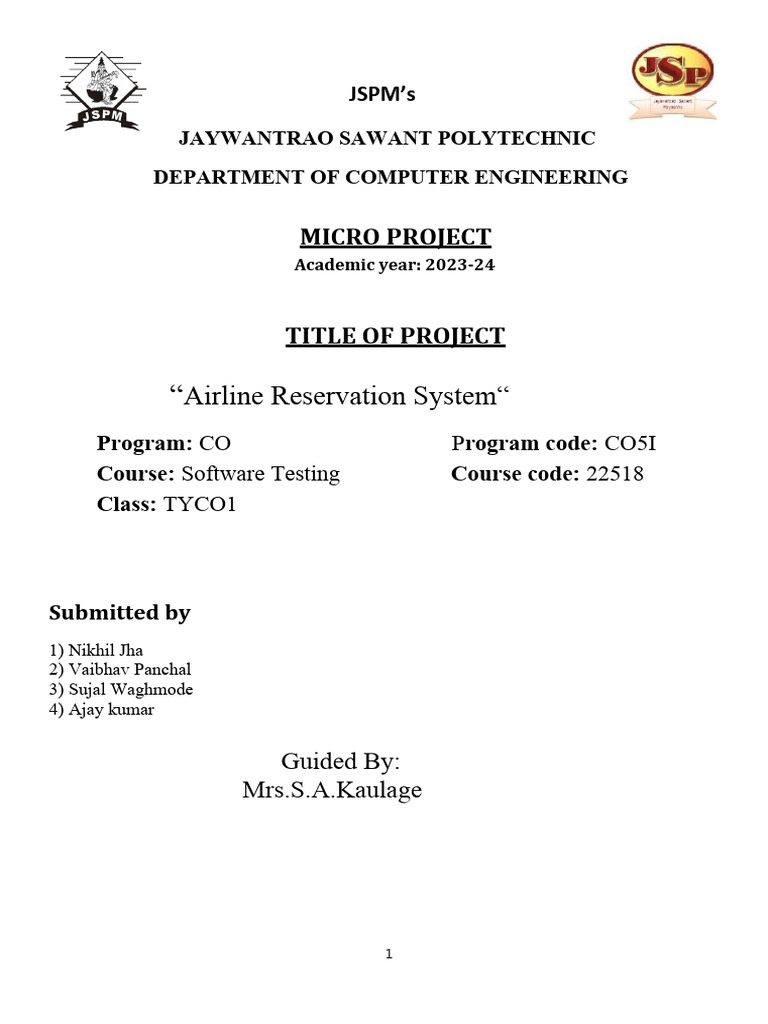 Airline Reservation System Project Report | PDF | Software Testing ...