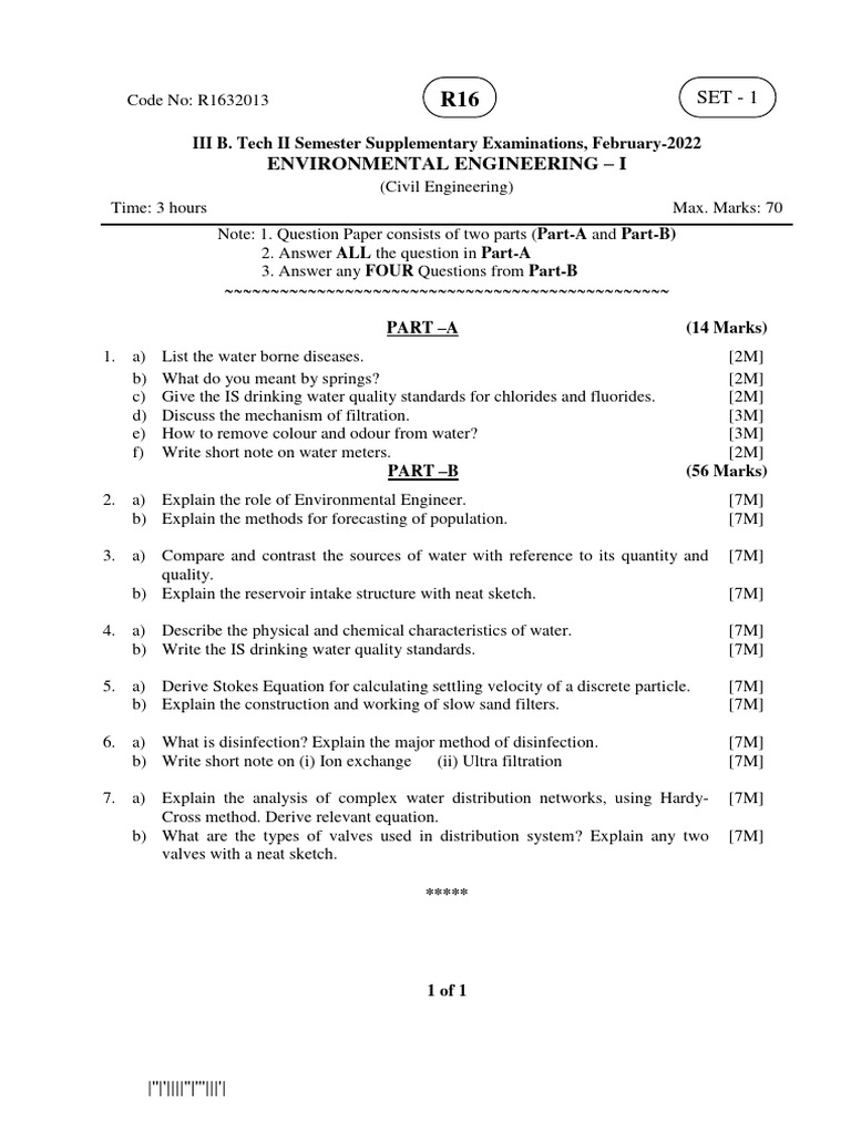 Environmental Engineering - I Feb 2022 | PDF | Water Purification ...