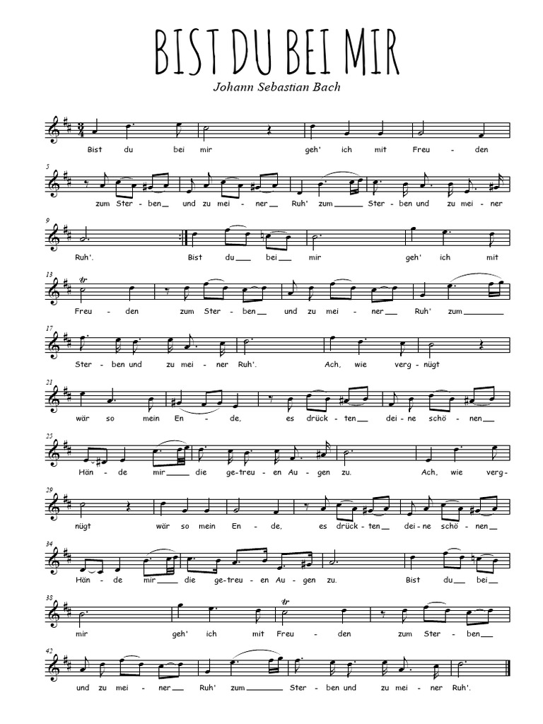 Bach Bist Du Bei Mir Text