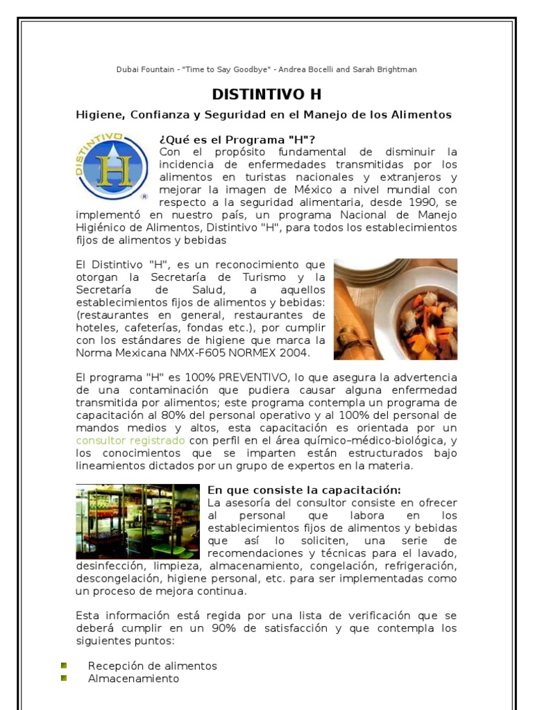 DISTINTIVO H Alimentos Turismo