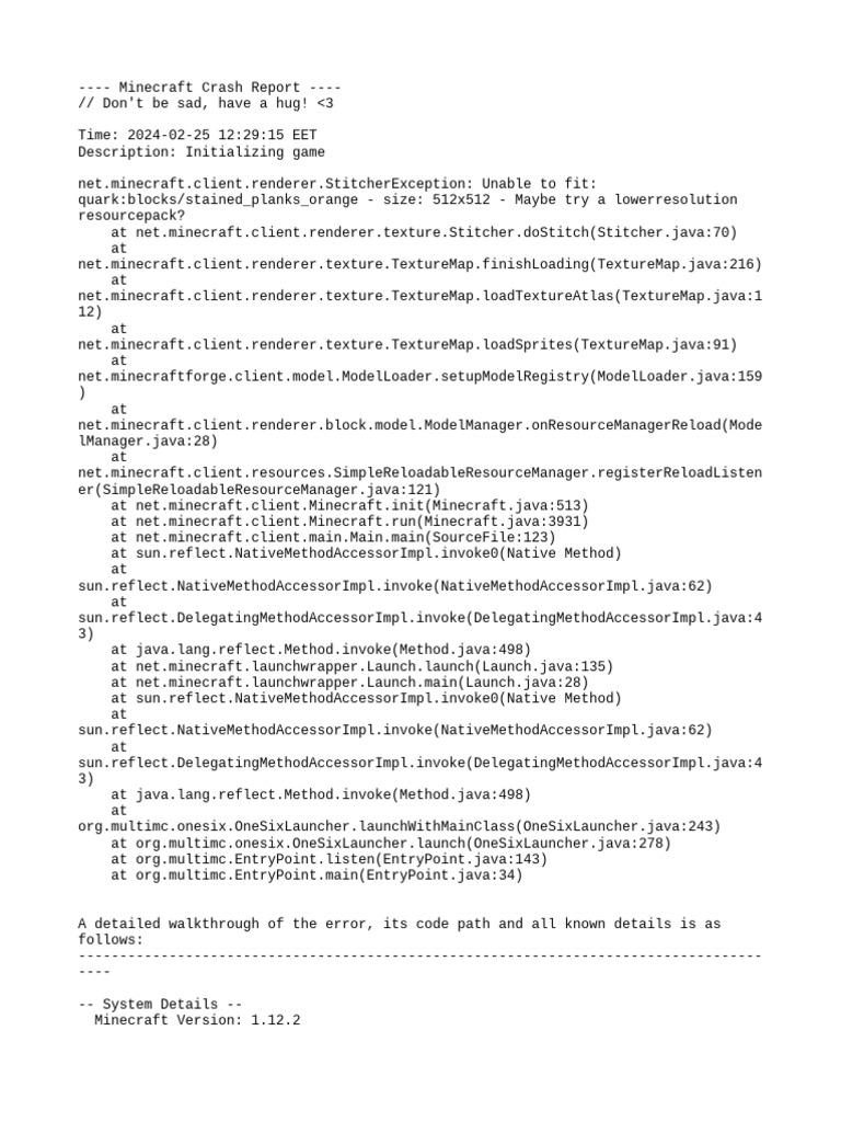 Minecraft 1.12.2 Crash Report Analysis | PDF