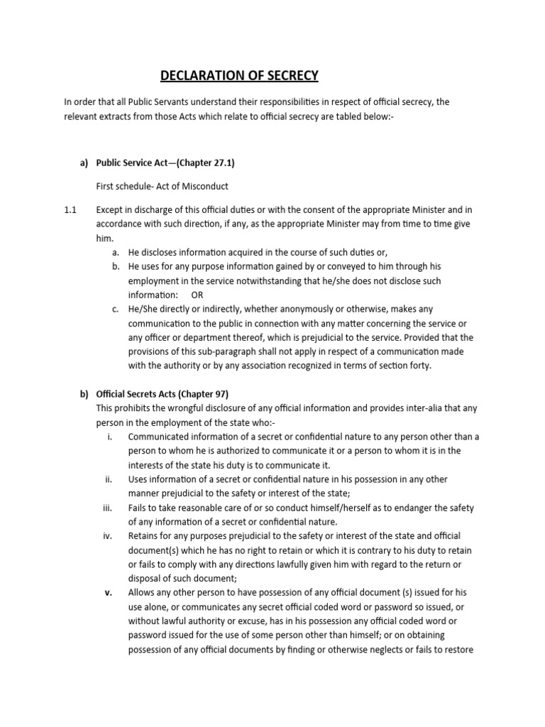 Declaration of Secrecy Guidelines | PDF | Justice | Crime & Violence