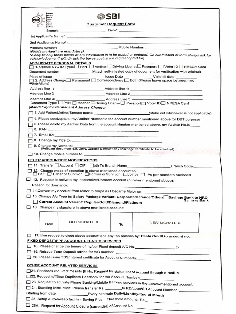 Sbi Kyc Form | PDF