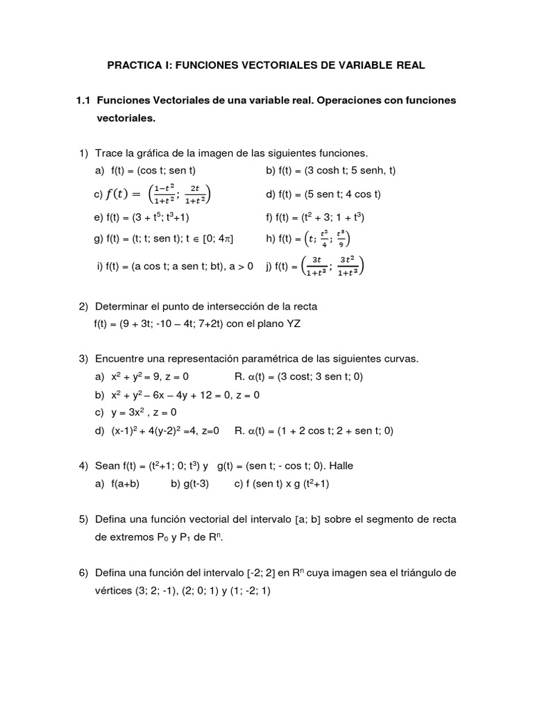 Pract Dirigida 1 FVVR Avt | PDF | Curva | Vector Euclidiano