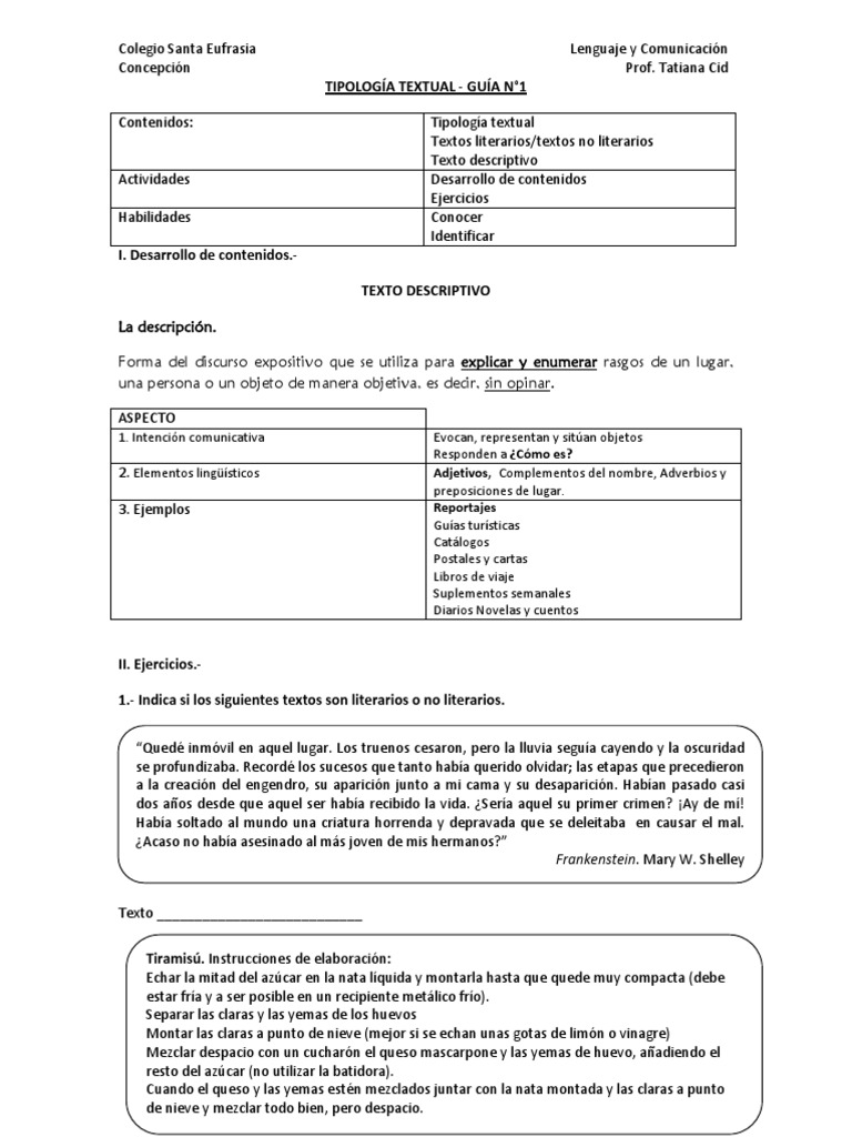 tipología textual guía 1 | Languages