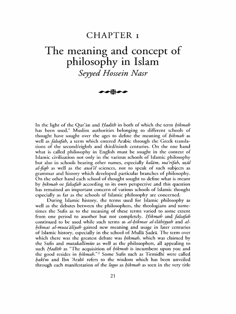 The meaning and concept of philosophy in islam 2nd reading download