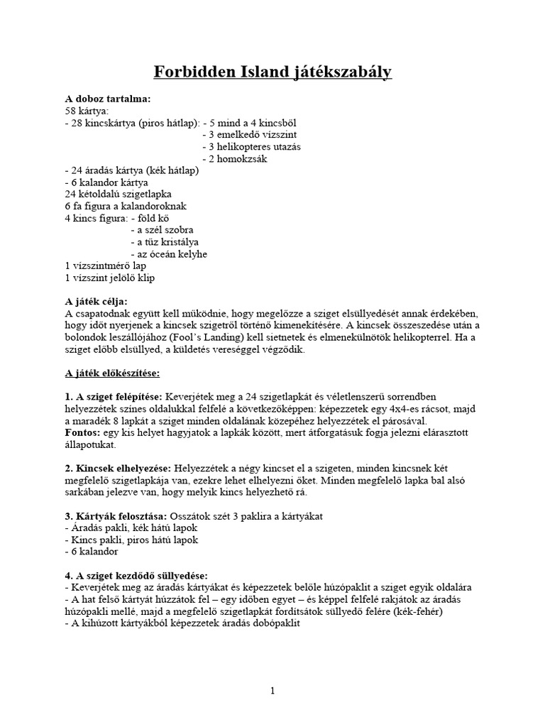 Forbidden Island Rules | PDF