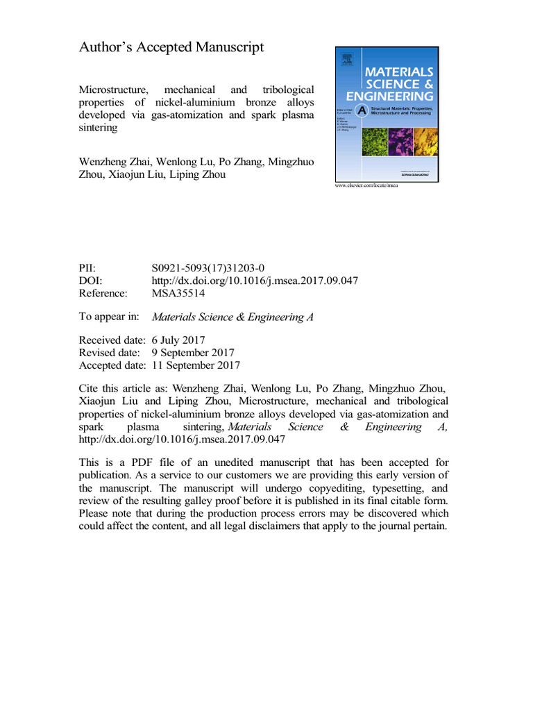Microstructure, Mechanical and Tribological Properties of Nickel ...