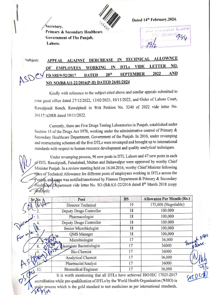 DTLs Reference On Technical Allowance | PDF