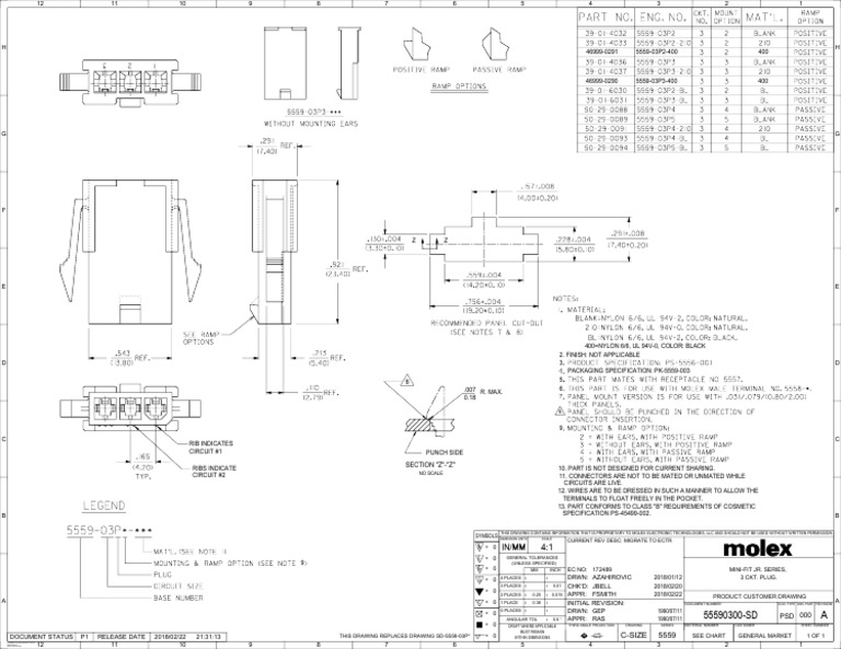 Mini-Fit Jr. Series Connector Specs | PDF | Manufactured Goods ...