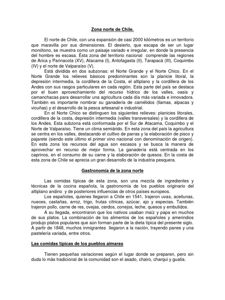 Gastronomía y paisajes del norte de Chile | PDF | Cocina española | Maíz