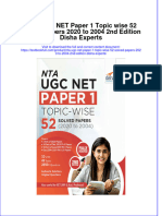 [Download pdf] Nta Ugc Net Paper 1 Topic Wise 52 Solved Papers 2020 To 2004 2Nd Edition Disha Experts online ebook all chapter pdf 