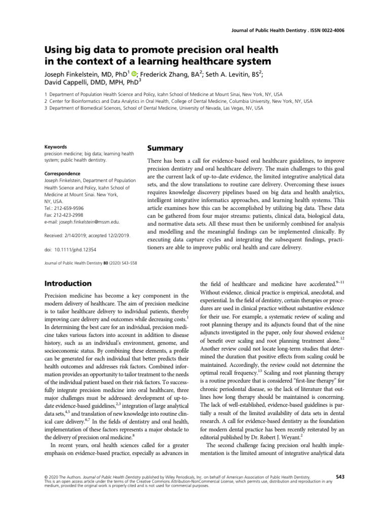 JPHD 80 S43 | PDF | Dentistry | Big Data