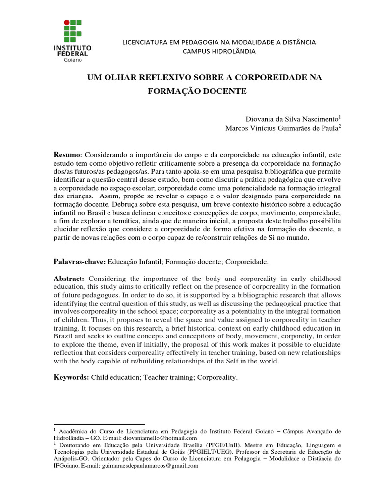 Corporeidade na Formação de Professores | PDF | Pedagogia | Pré-escola