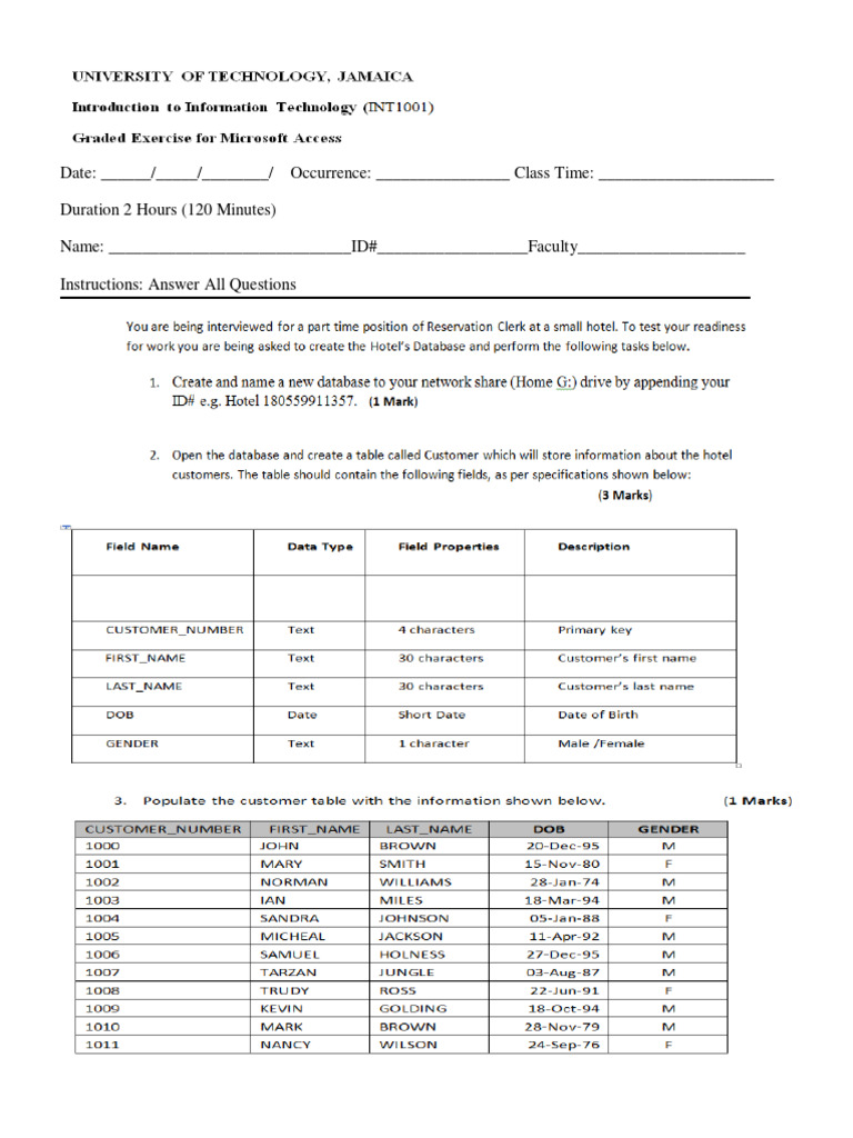 Access Lab Test Questions Print PDF