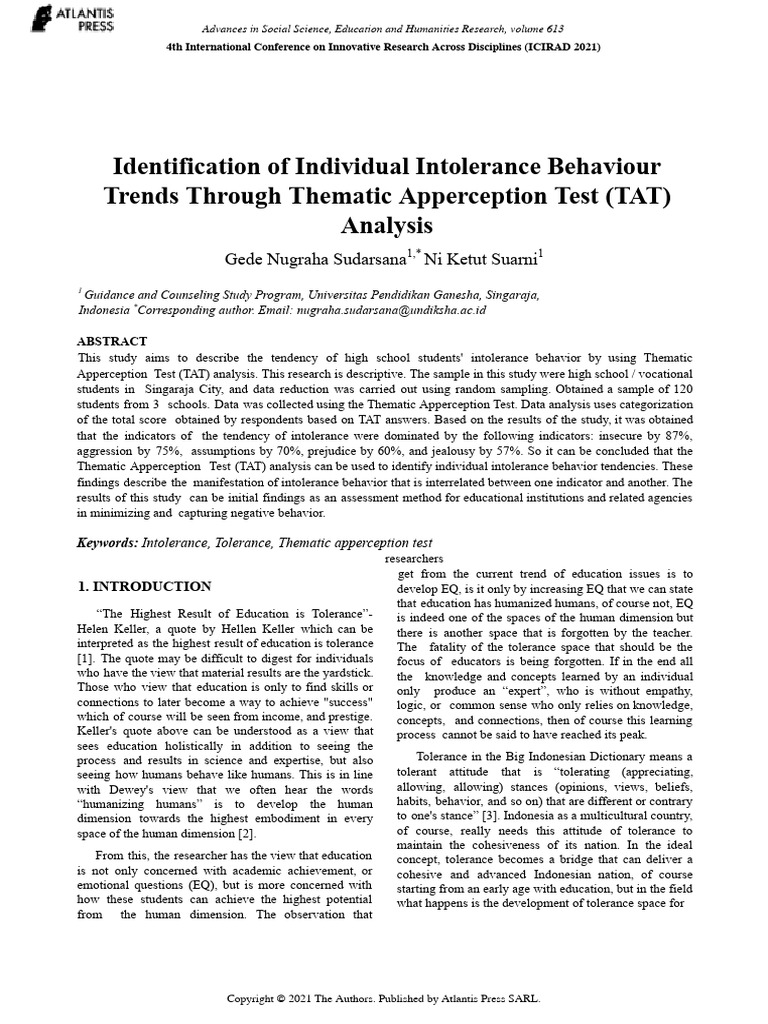 Identification of Individual Intolerance Behaviour Trends Through ...