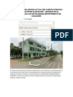 Informe Tecnico de La Visita Tecnica Del Estado Actual Del Puente Comunica Las Veredas Entre Guaracure - Miramar en El Muncipio de San Luis de Palenque Departamento de Casanare
