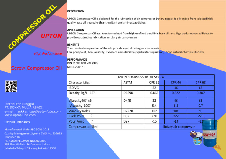 Screw Compressor Oil Specifications | PDF | Chemical Process ...