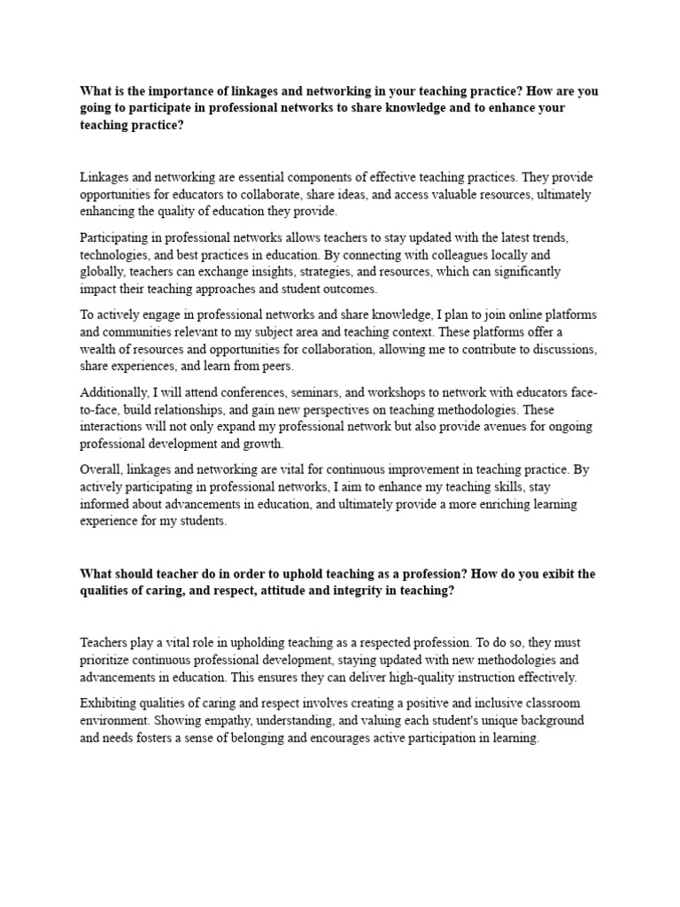 What Is The Importance of Linkages and Networking in Your Teaching