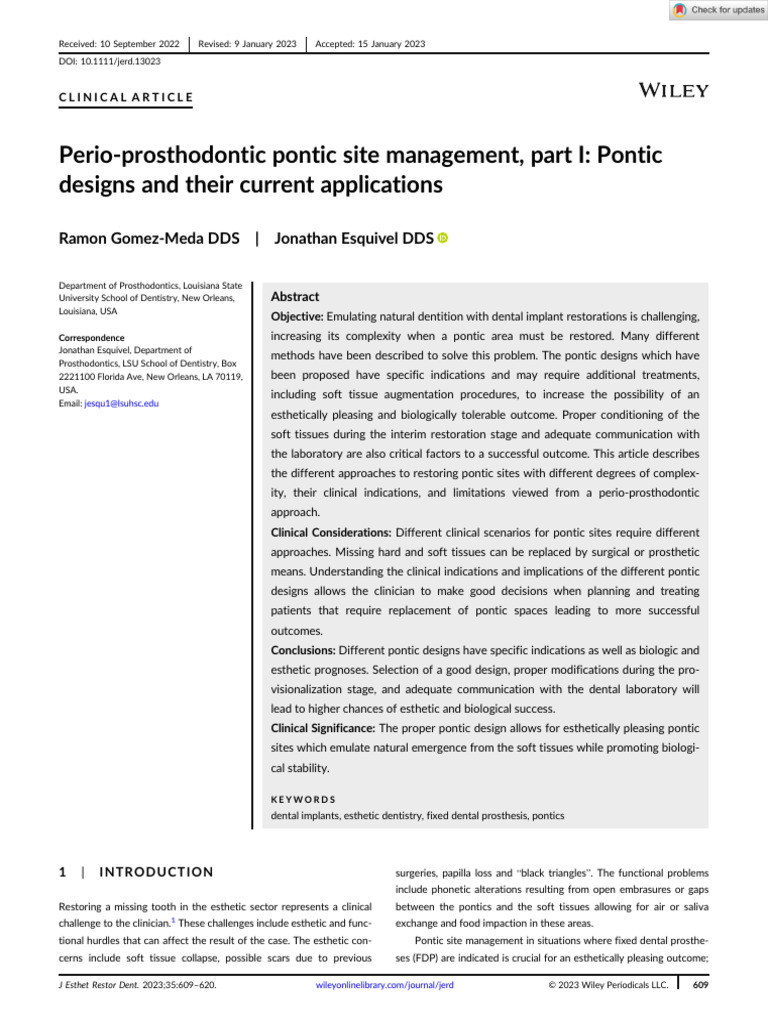 J Esthet Restor Dent - 2023 - Gomez Meda | PDF | Dental Implant ...