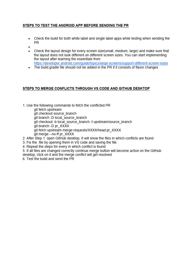 Android App Testing & Merge Guide | PDF