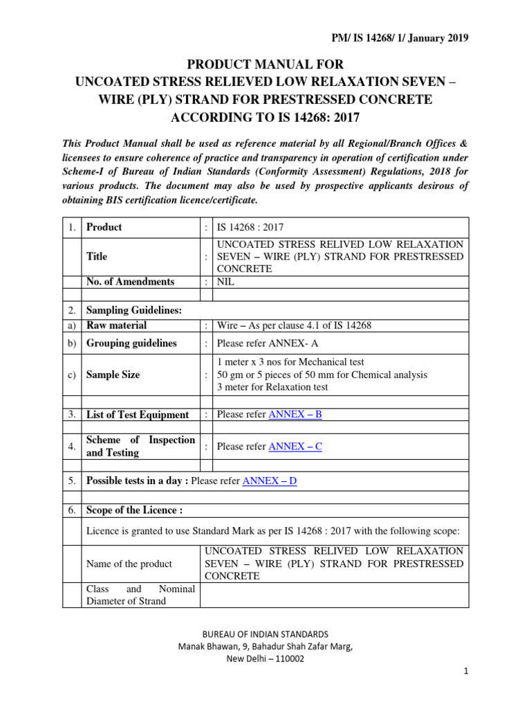 IS 14268: 2017 Product Manual | PDF | Materials