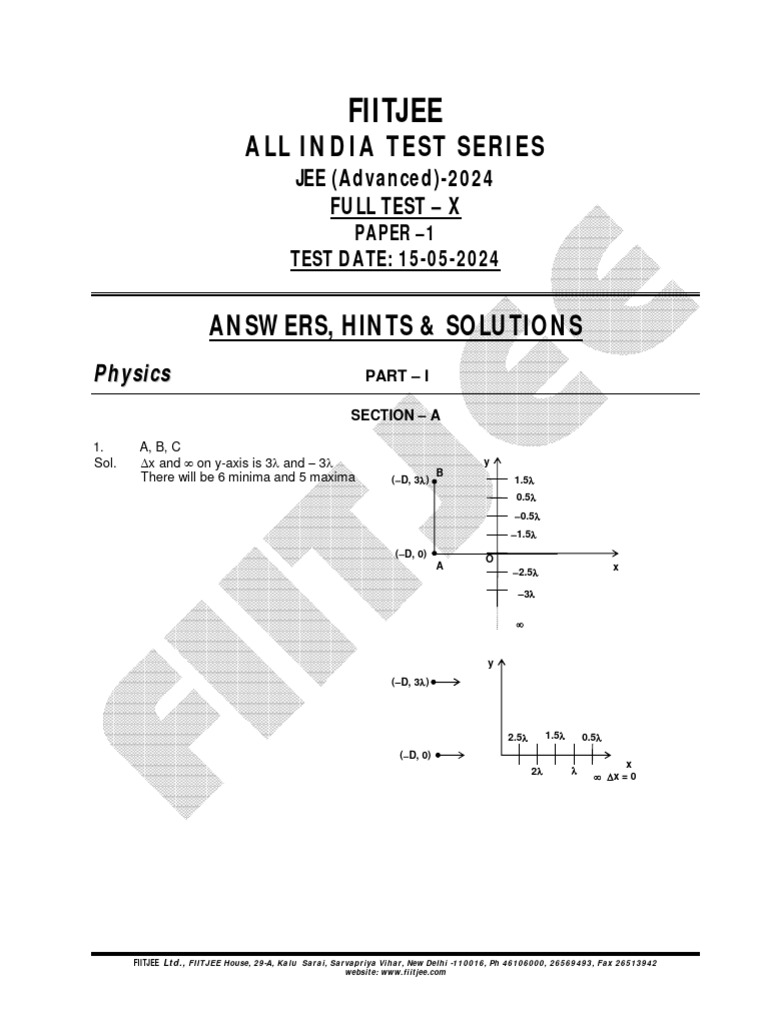JEE Advanced 2024 AITS Paper 1 Solutions | PDF | Physical Quantities ...