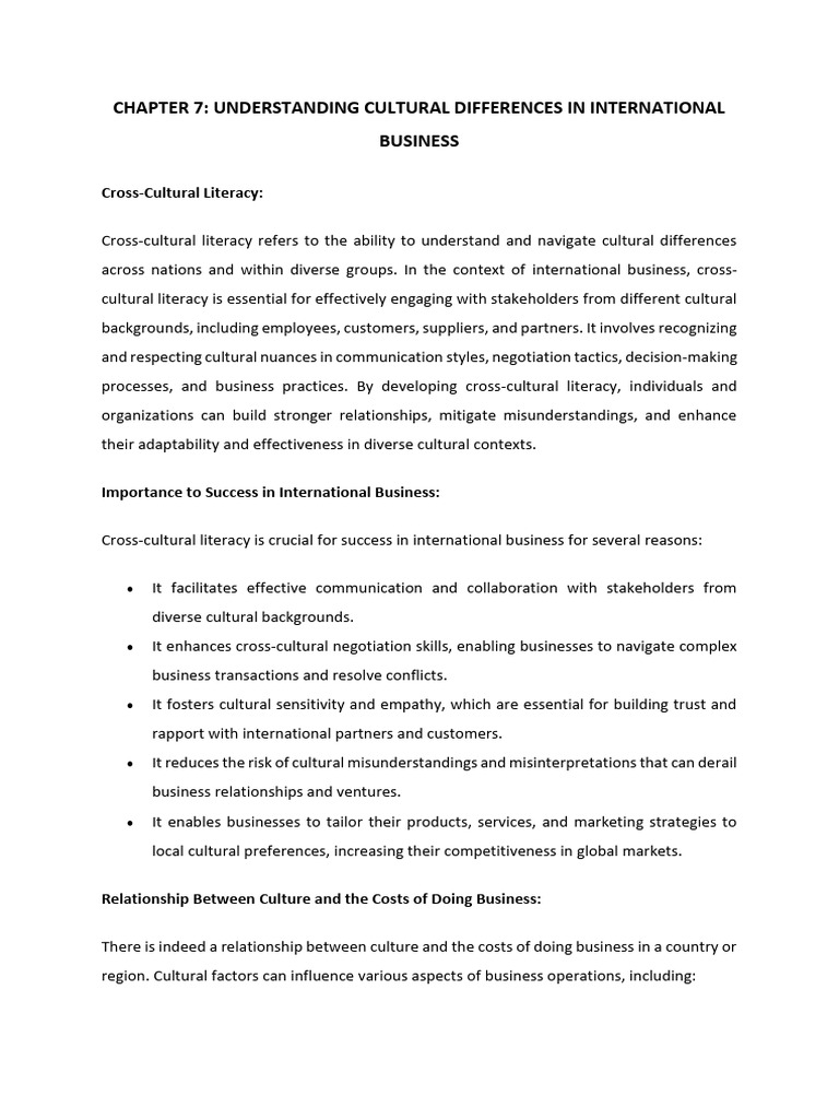 Cross-Cultural Literacy in Global Business | PDF | Governance ...